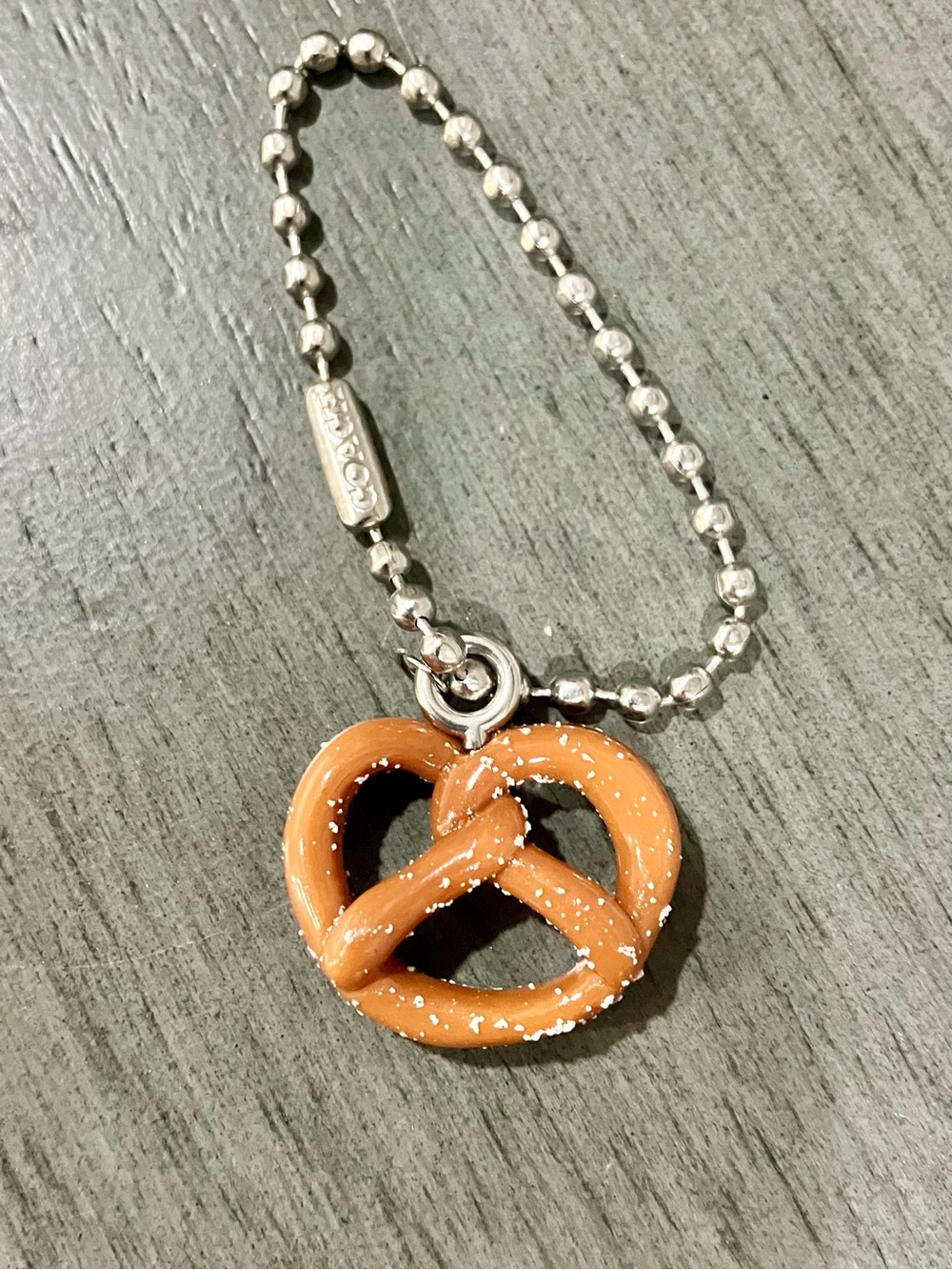 Coach Silver Ball-Chain Pretzel Charm